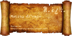 Matity Ármin névjegykártya